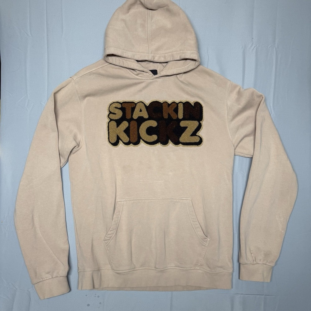 Stackin Kickz Hoodie Mens 3XL Brown Pullover Drawstring Pocket‎ Spell Out Logo